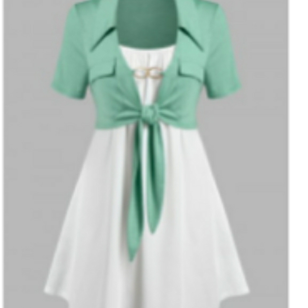 Soft White tank top with sage green crop top